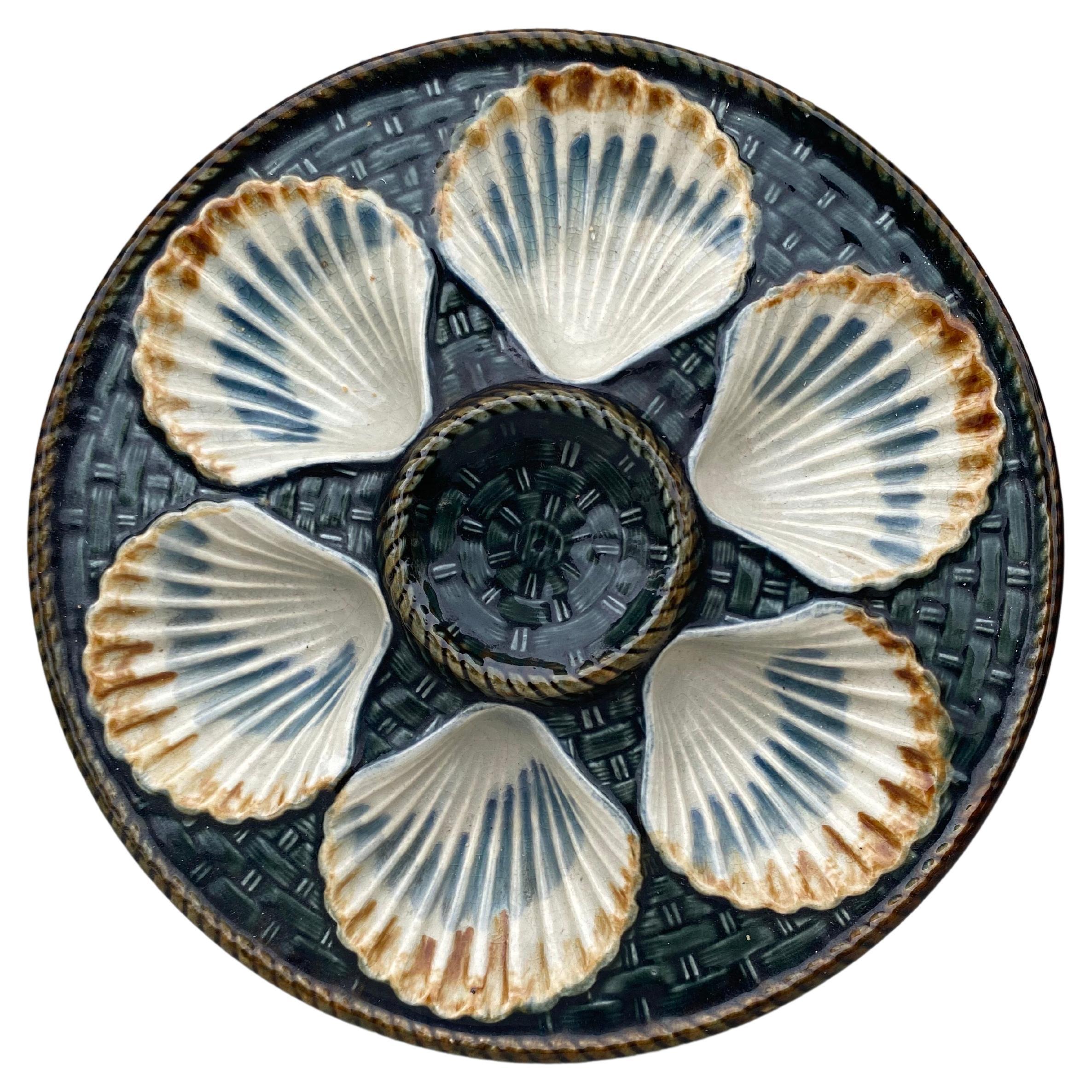19th Century Majolica Oyster Plate Long Champ