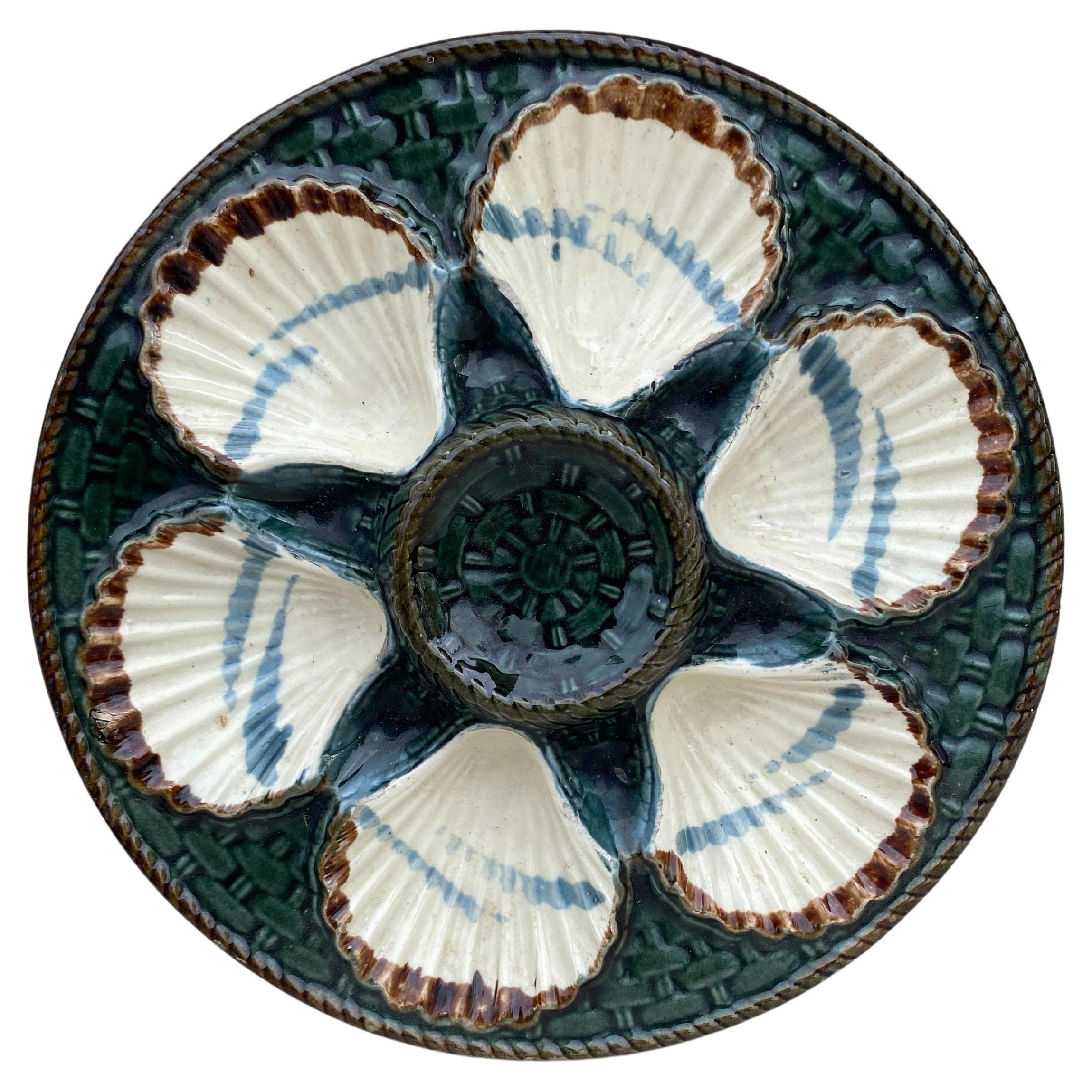 19th Century Majolica Oyster Plate Longchamp