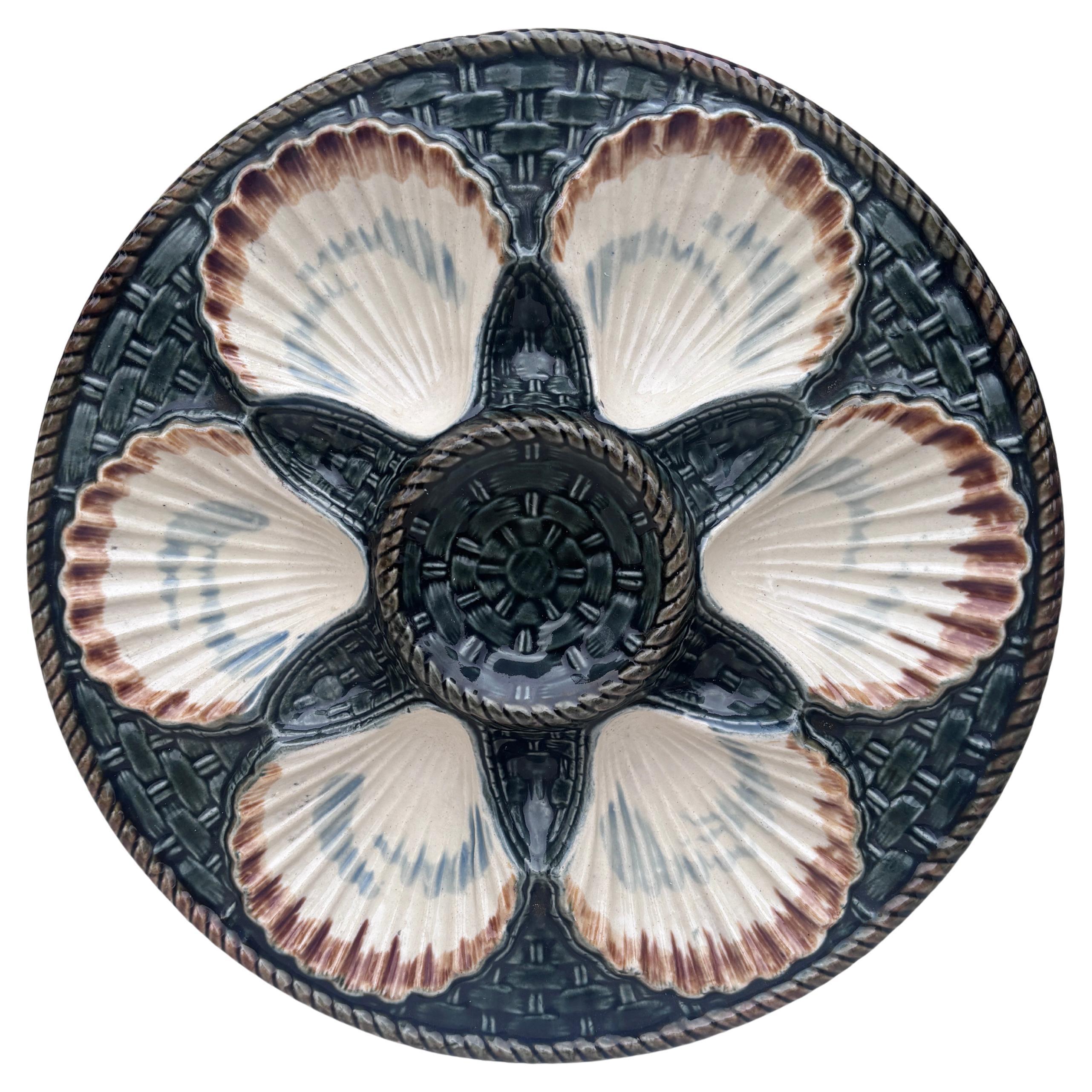 19th Century Majolica Oyster Plate Longchamp