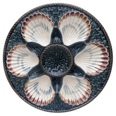 19th Century Majolica Oyster Plate Longchamp