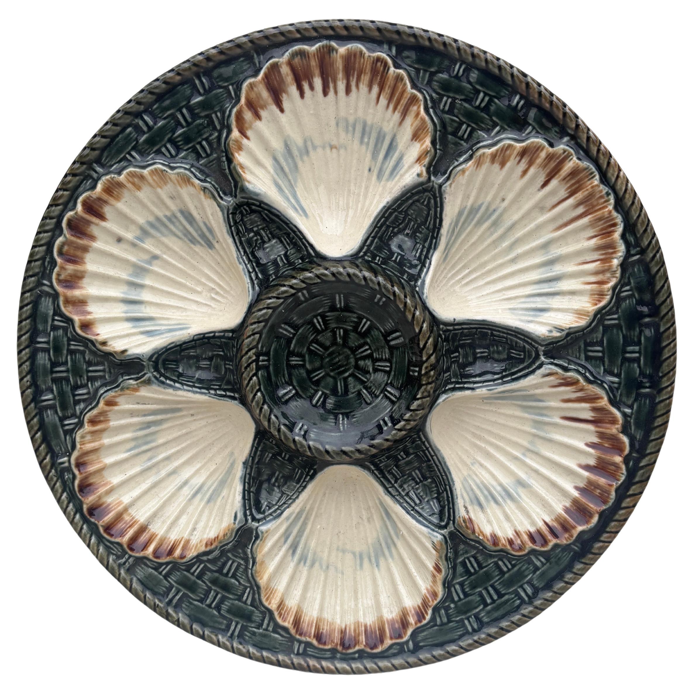 19th Century Majolica Oyster Plate Longchamp