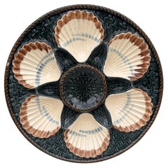 19th Century Majolica Oyster Plate Longchamp
