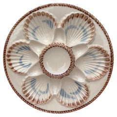 19th Century Majolica Oyster Plate Longchamp