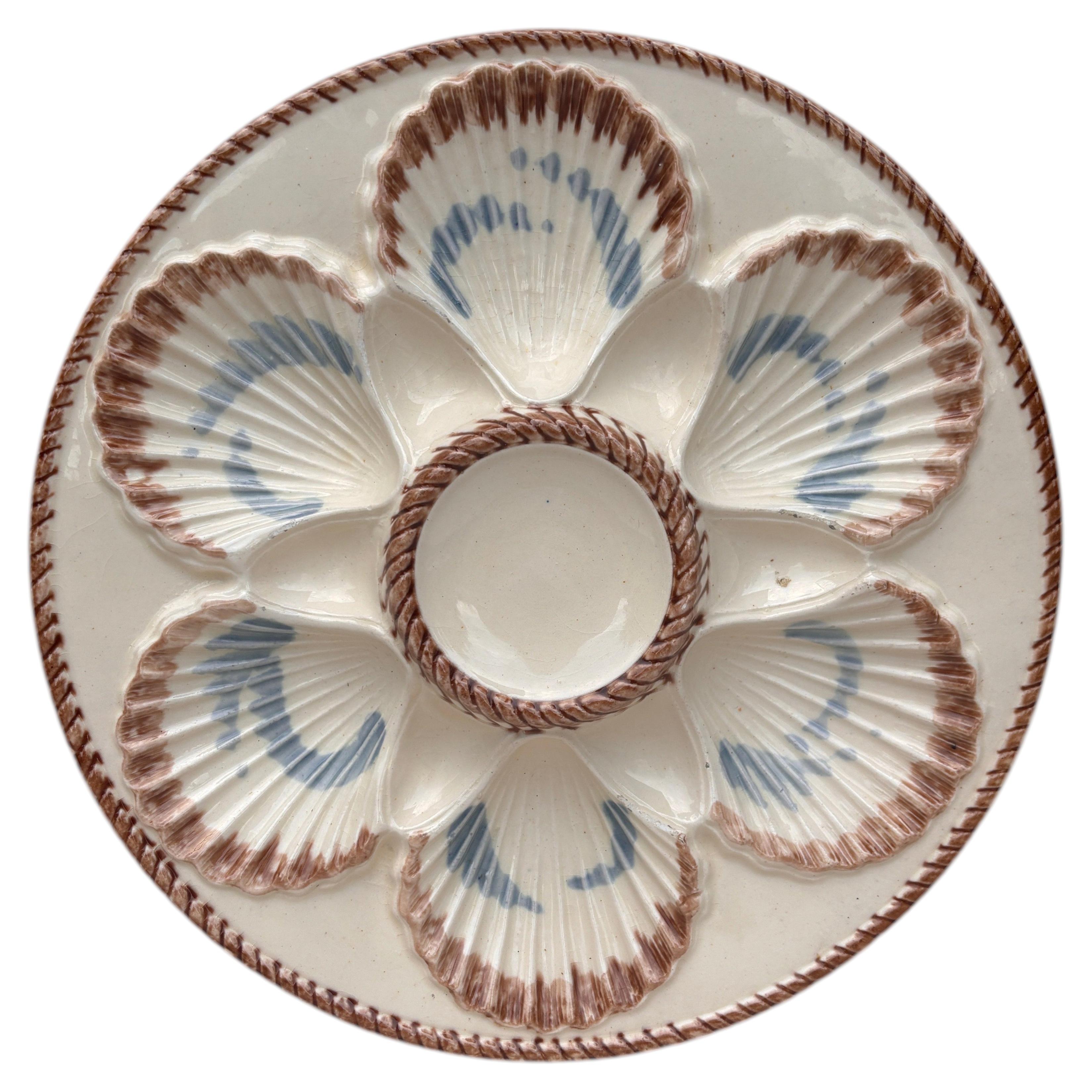 Pre-owned Longchamp 19th Century Majolica Oyster Plate  In Brown