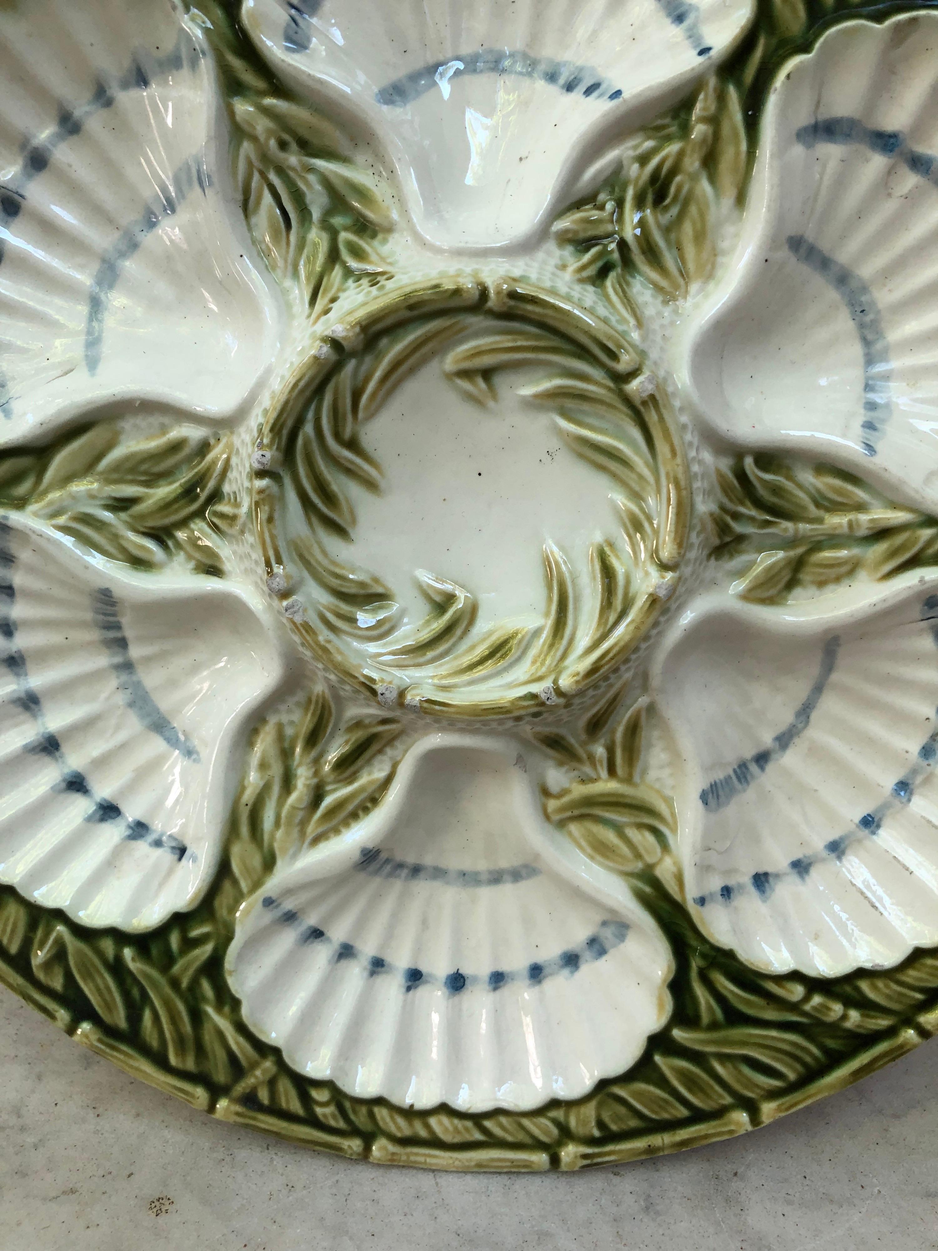 Aesthetic Movement 19th Century Majolica Oyster Plate Salins