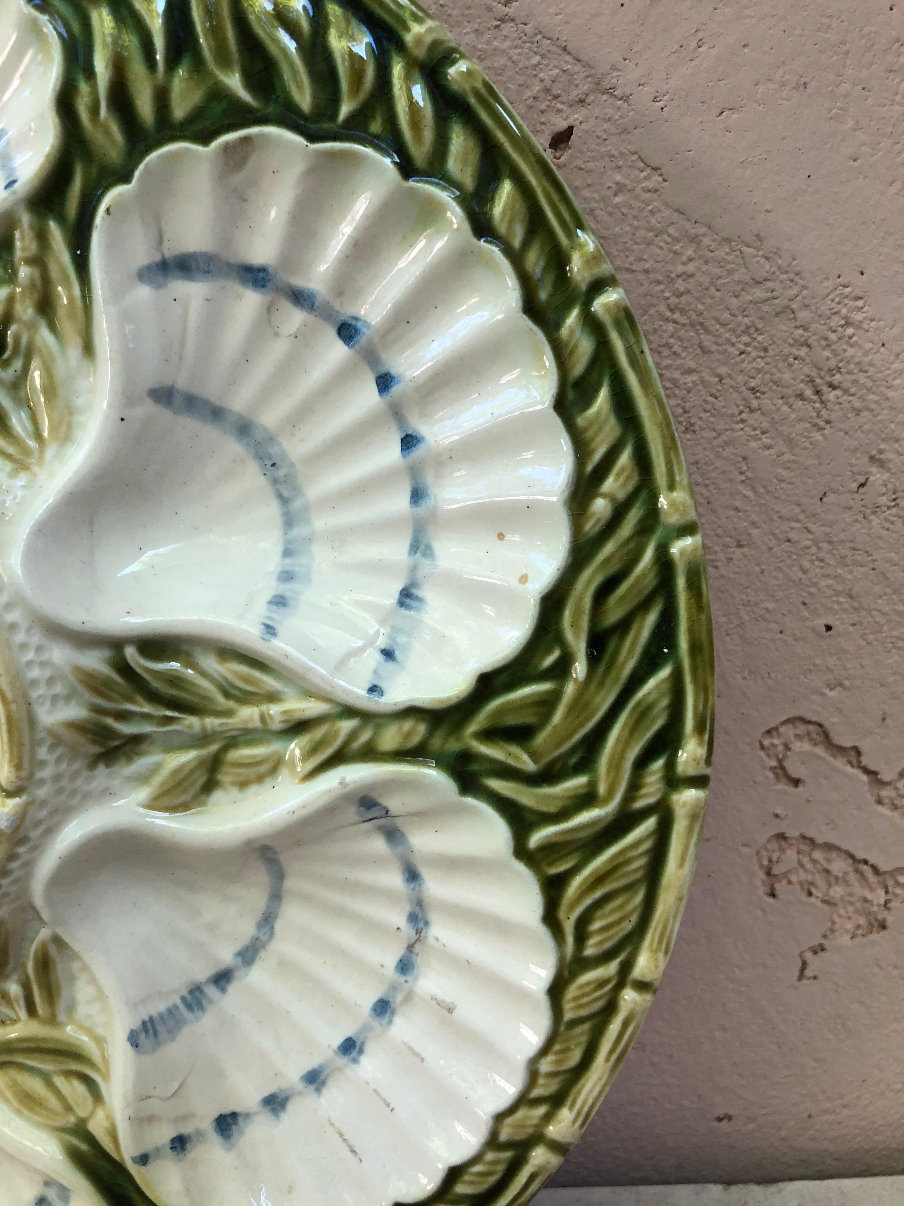 French 19th Century Majolica Oyster Plate Salins