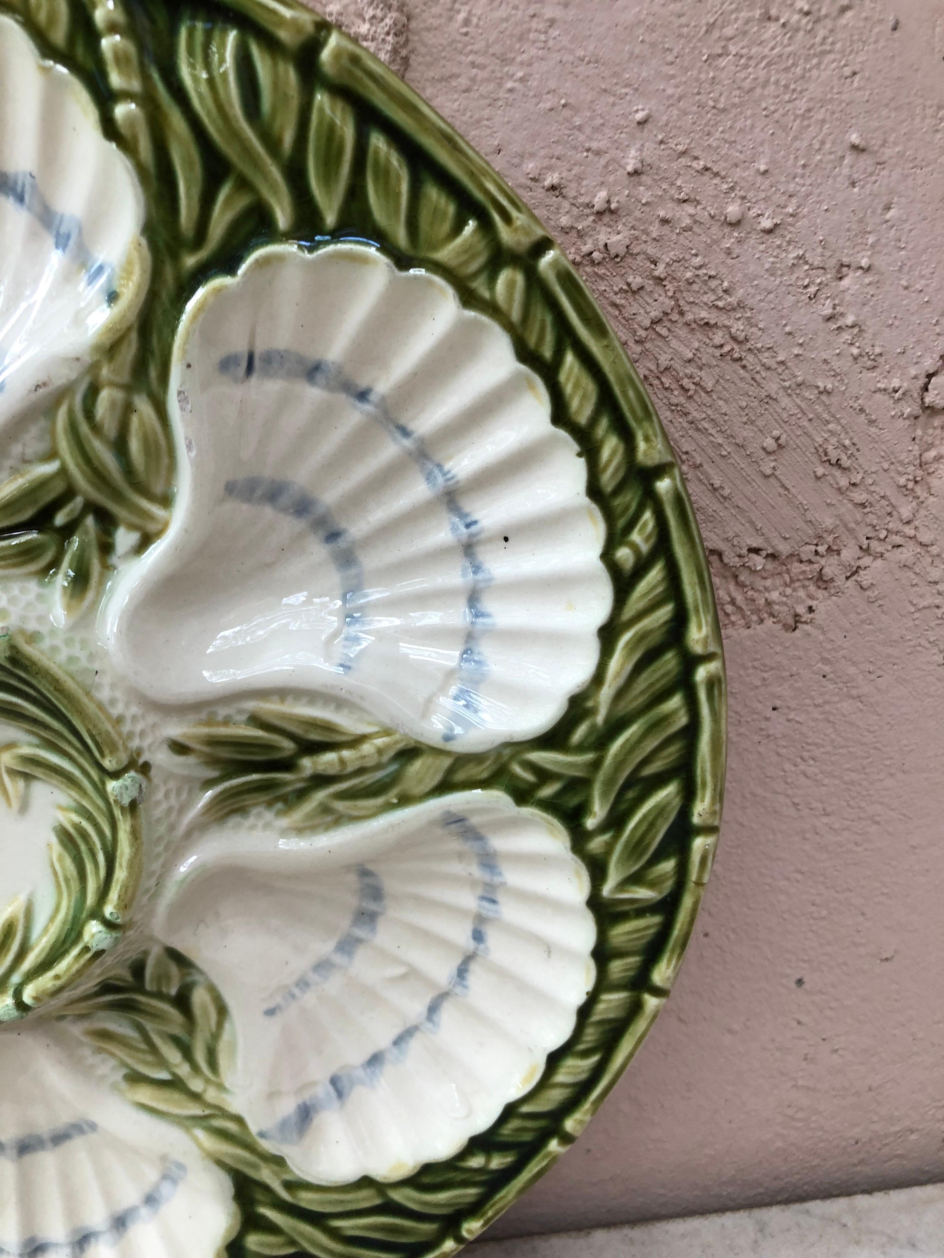 Aesthetic Movement 19th Century Majolica Oyster Plate Salins