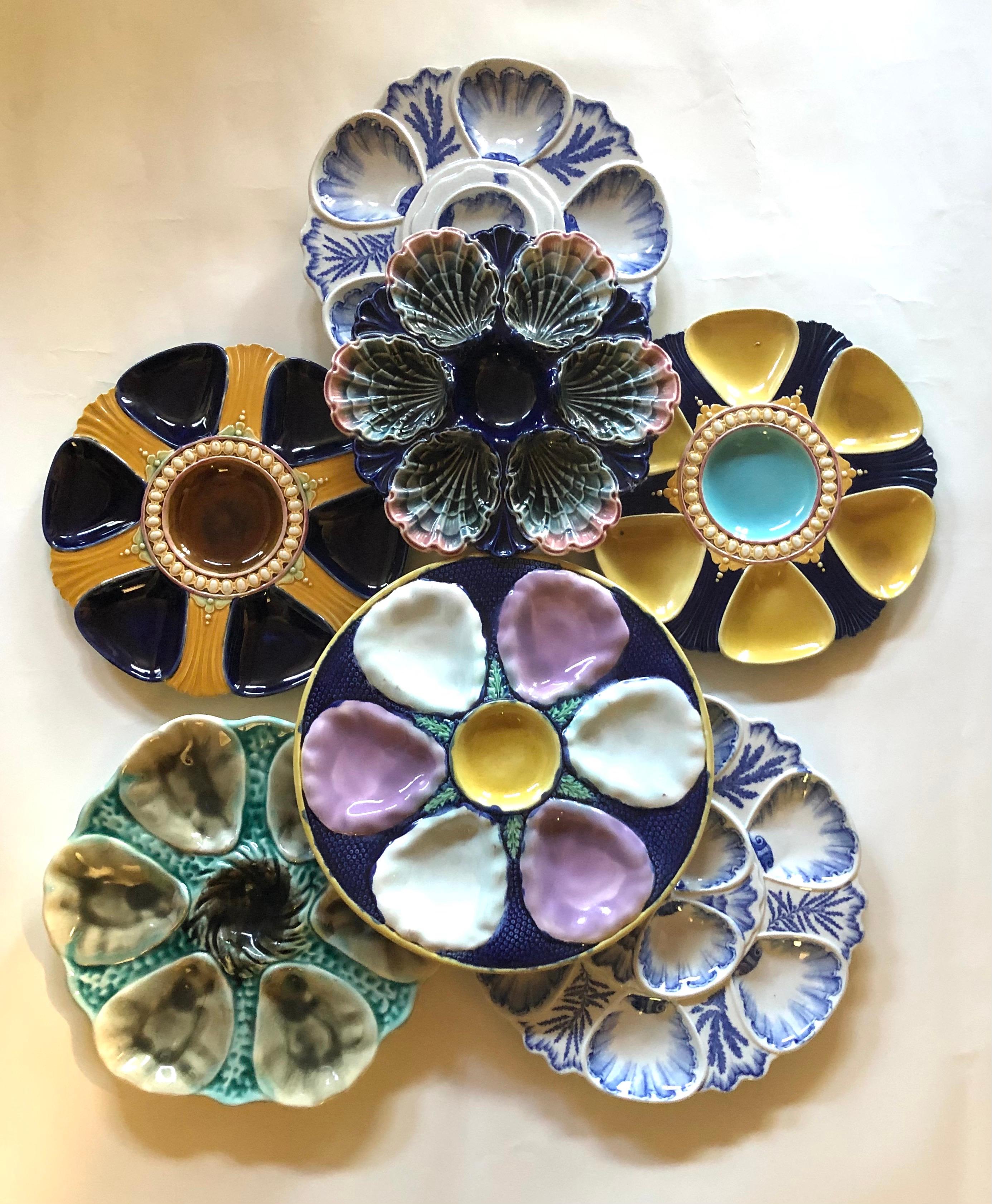 19th Century Majolica Oyster Plate Salins In Good Condition In Austin, TX