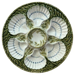 19th Century Majolica Oyster Plate Salins