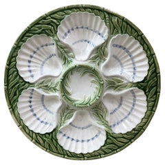 salinsid 19th Century Majolica Oyster Plate Salins