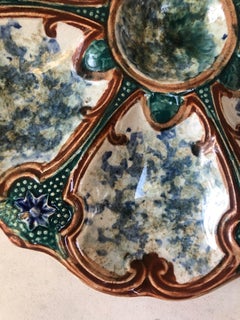 19th Century Majolica Oyster Plate Wasmuel