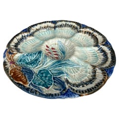 Piatto per ostriche in maiolica del XIX secolo Wasmuel Majolica