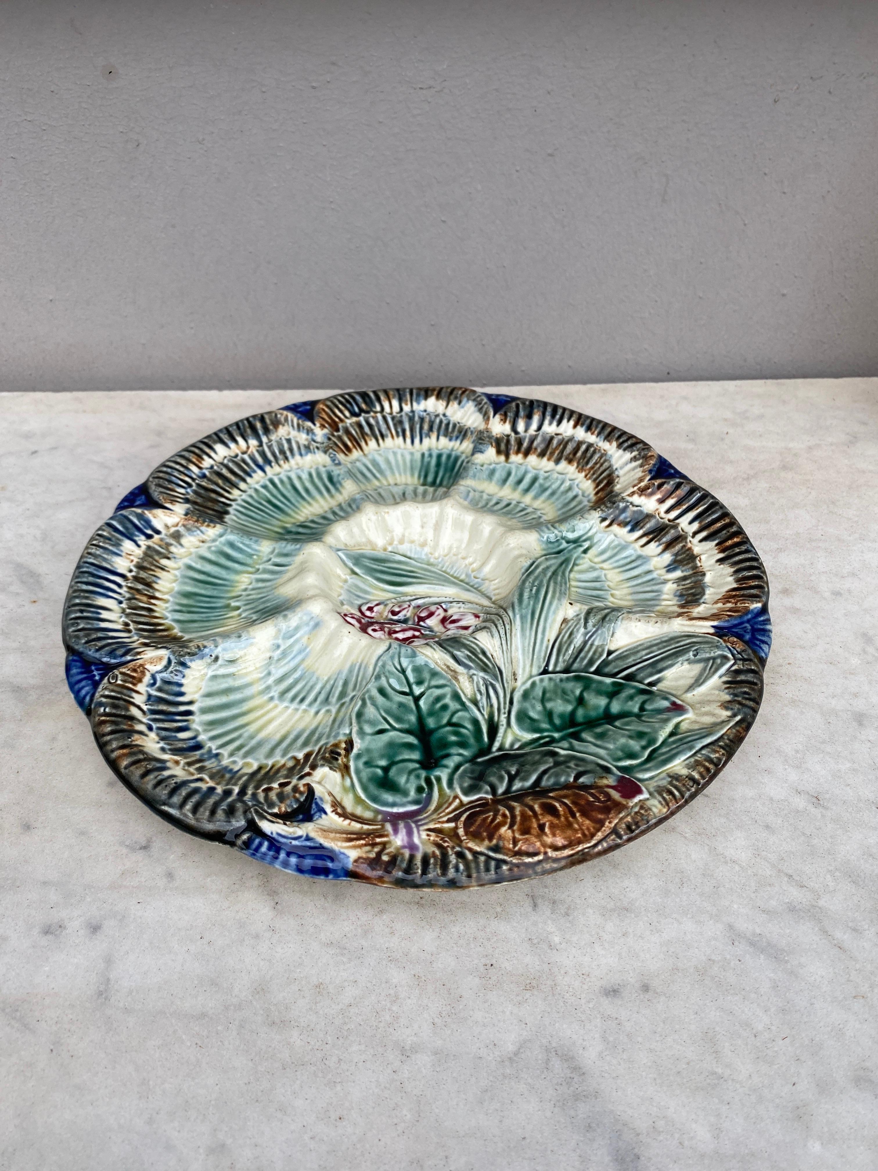 Aesthetic Movement 19th Century Majolica Oyster Plate Wasmuel