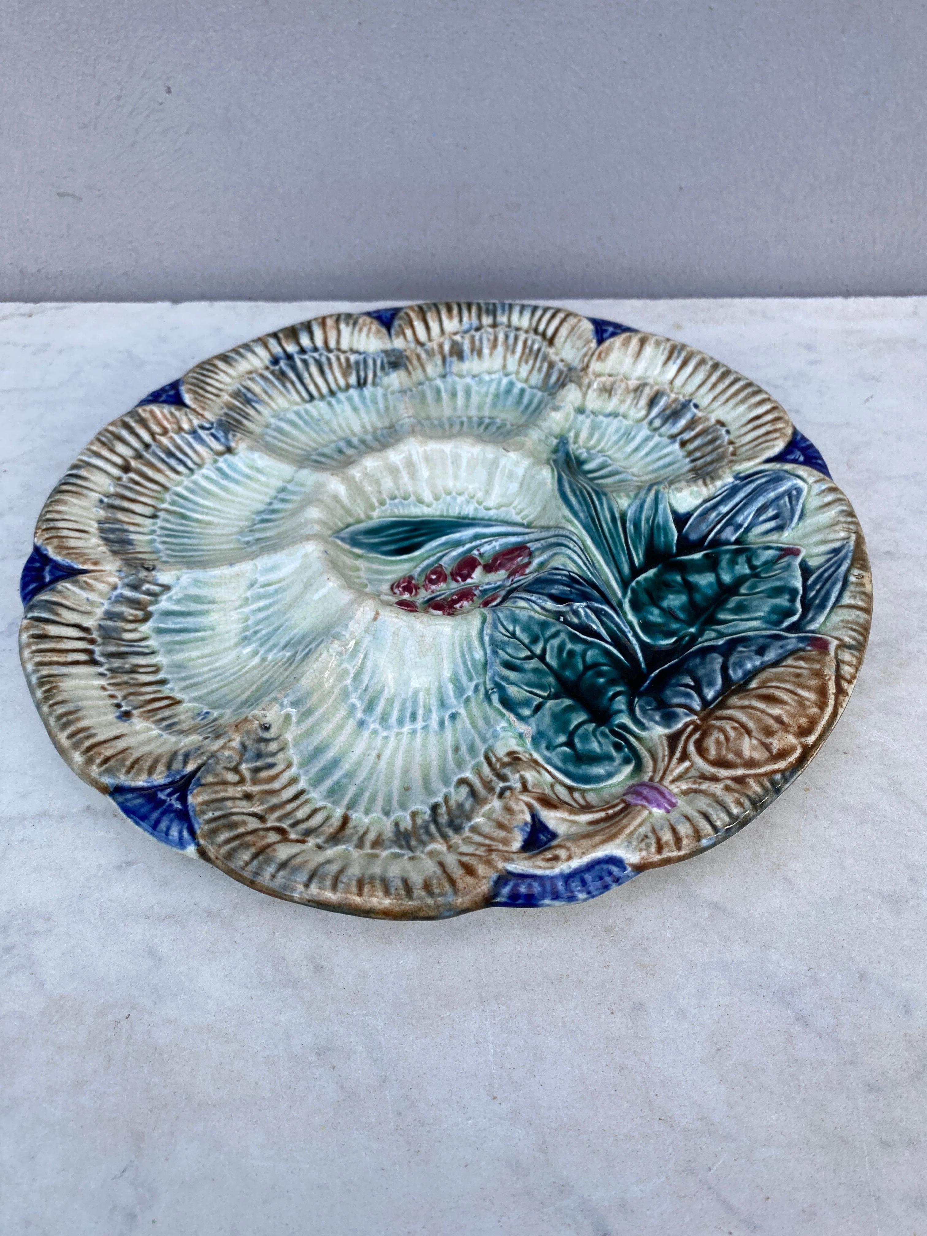 Aesthetic Movement 19th Century Majolica Oyster Plate Wasmuel