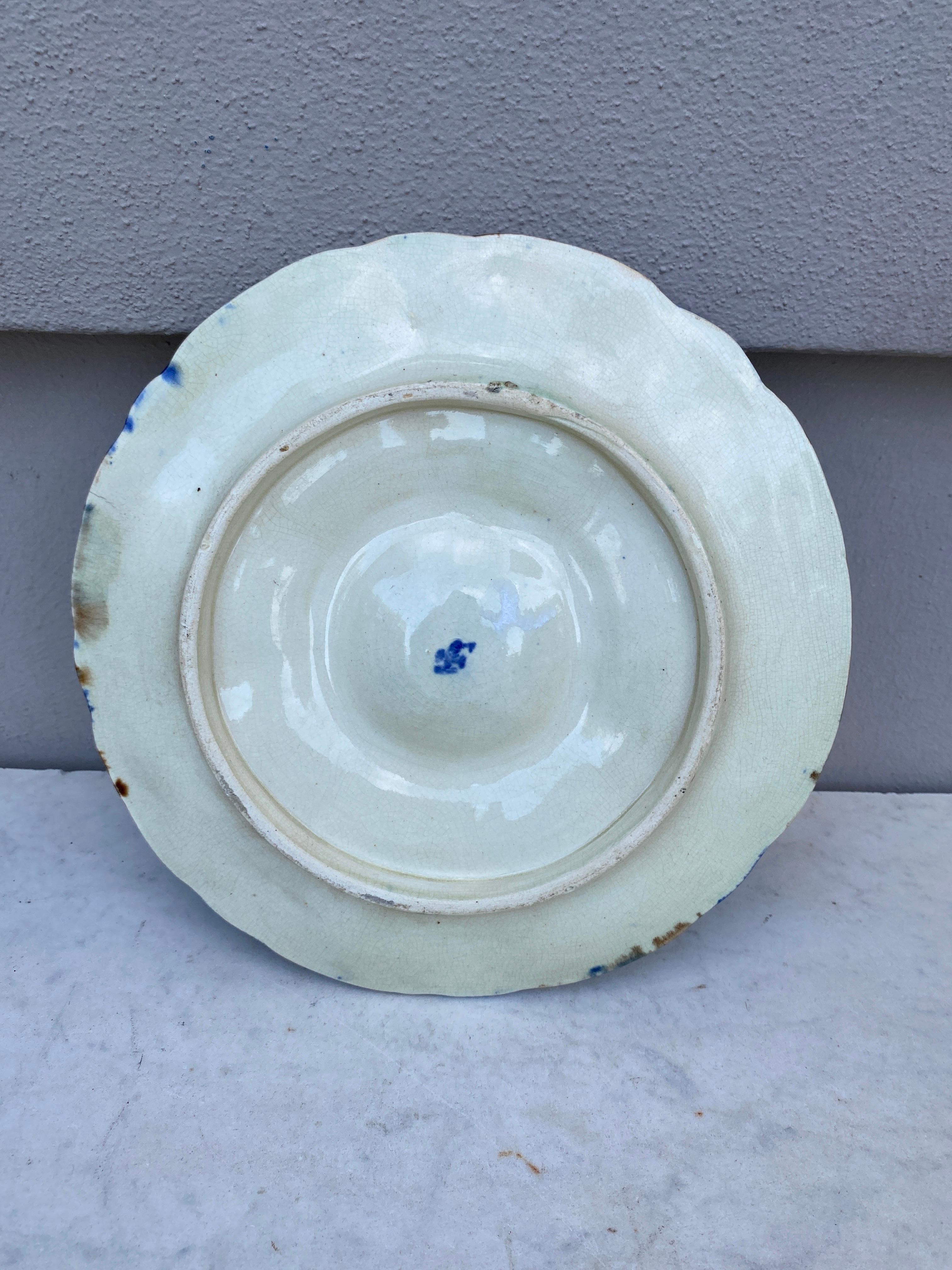 Belgian 19th Century Majolica Oyster Plate Wasmuel For Sale