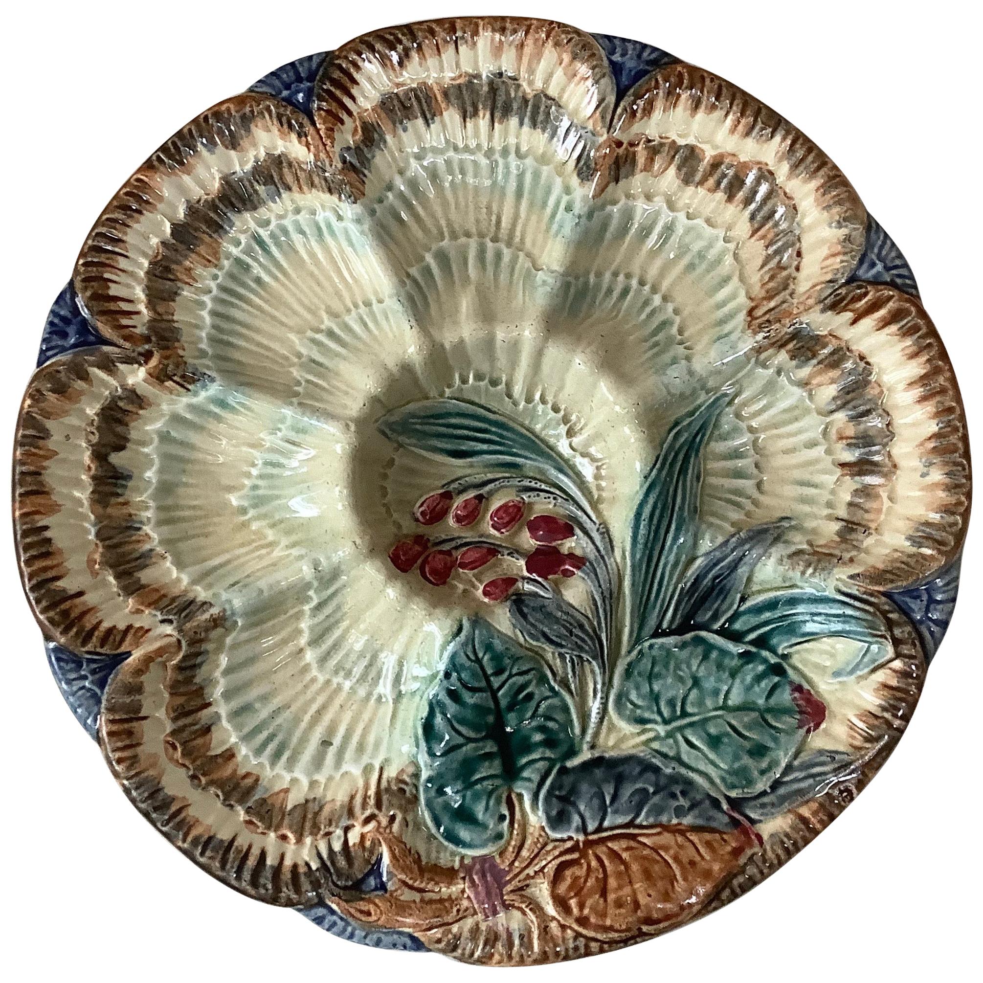 19th Century Majolica Oyster Plate Wasmuel