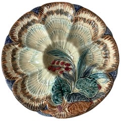 19th Century Majolica Oyster Plate Wasmuel