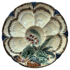 19th Century Majolica Oyster Plate Wasmuel