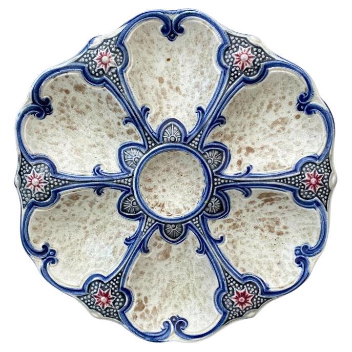 19th Century Majolica Oyster Plate Wasmuel For Sale