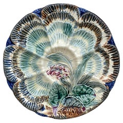 Antique 19th Century Majolica Oyster Plate Wasmuel