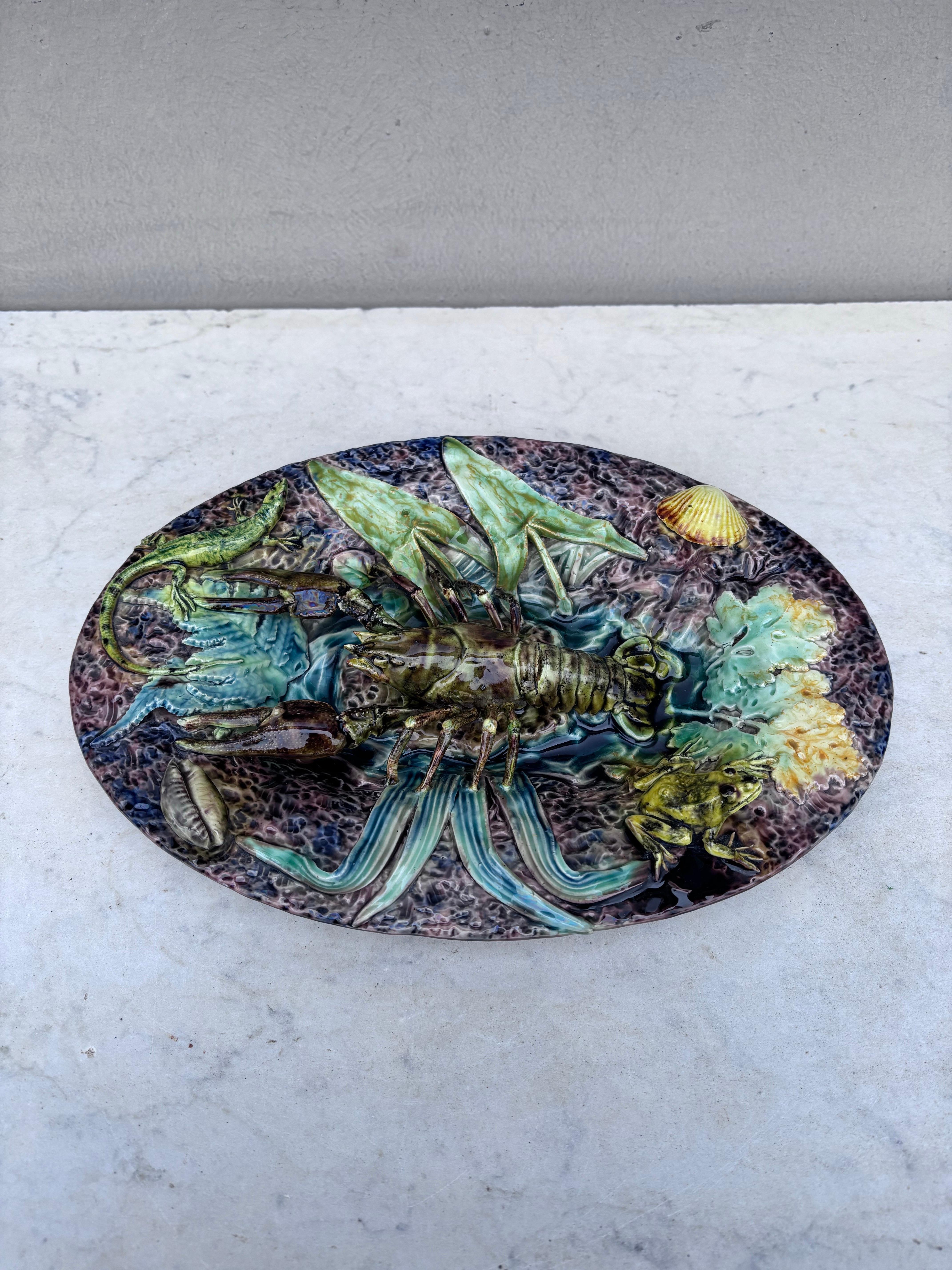 Majolika-Palissy-Krauchteller aus dem 19. Jahrhundert, Thomas Sergent im Angebot 2