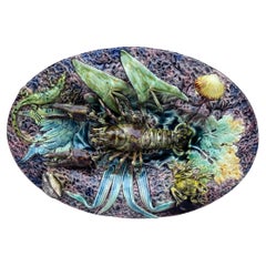19th Century Majolica Palissy Crawfish Platter Thomas Sergent