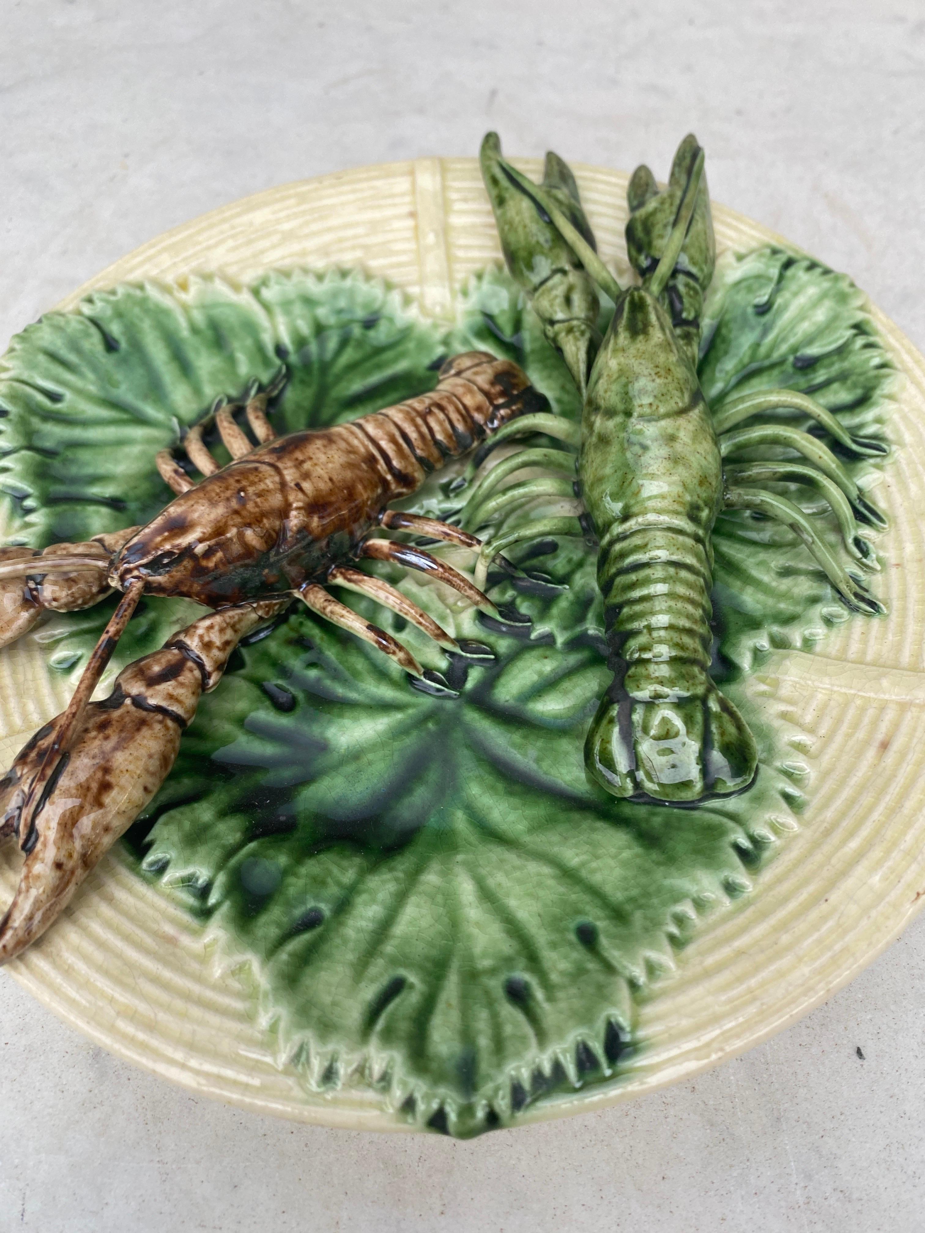 19th Century Majolica Palissy Crawfishs Wall Platter In Good Condition For Sale In Austin, TX