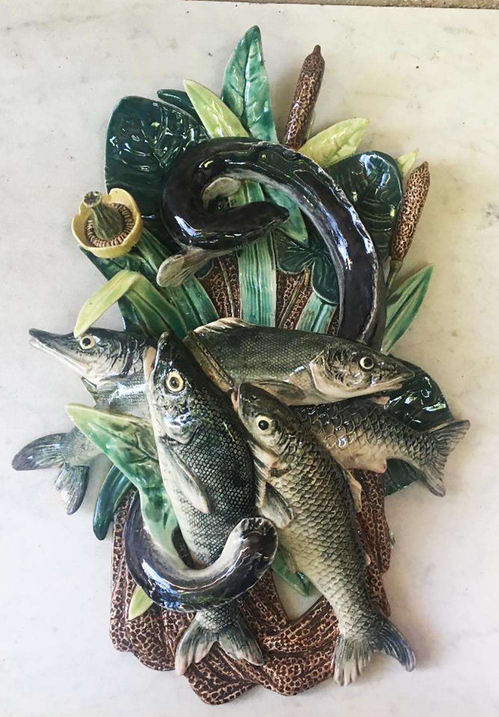 19th Century Majolica Palissy Crawfishs Wall Platter For Sale 9