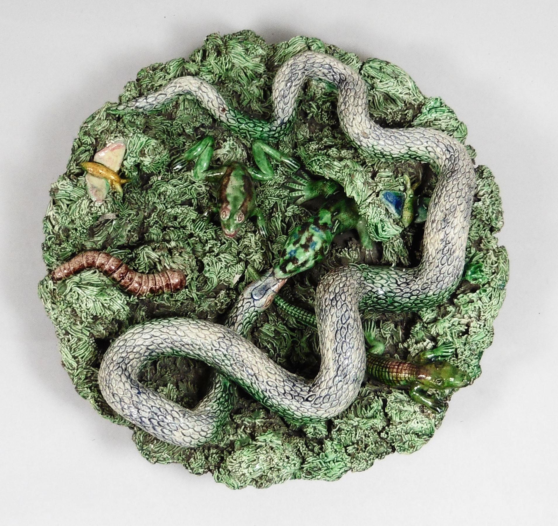 Brocca in maiolica di Palissy del XIX secolo Antonio Alves Cunha Caldas Da Rainha in vendita 2