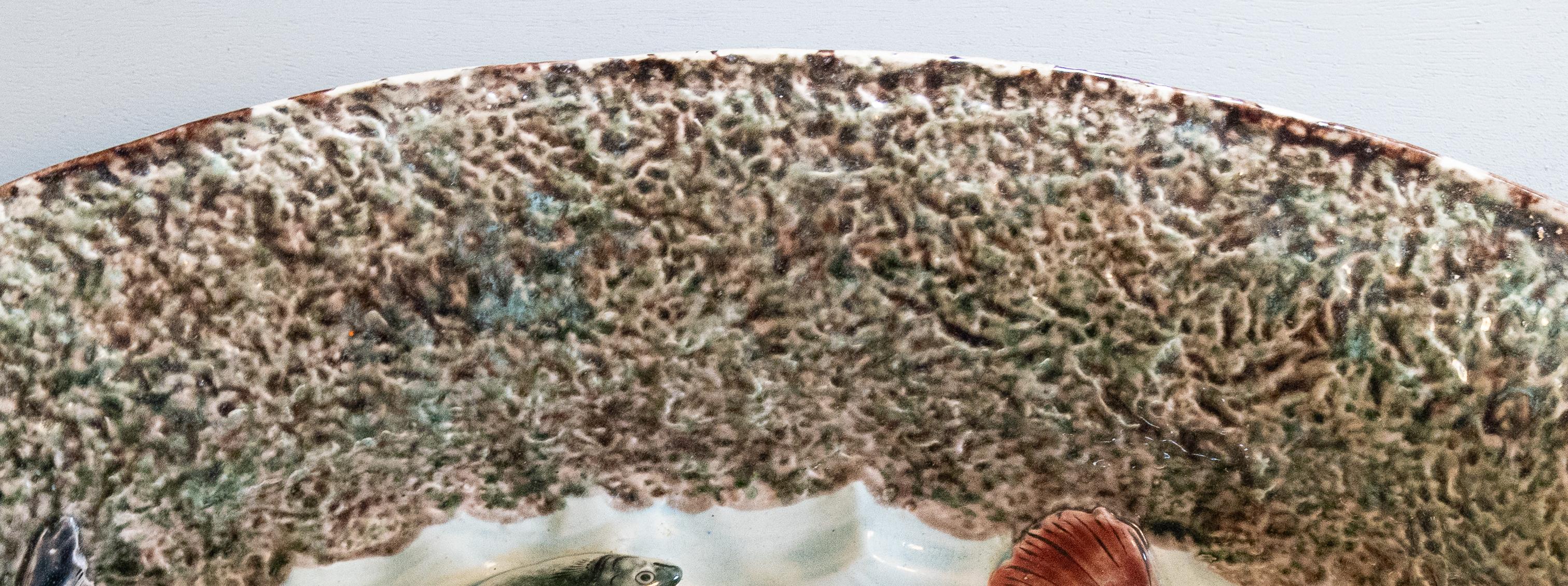 19th Century French Majolica Palissy Fish Platter For Sale 1
