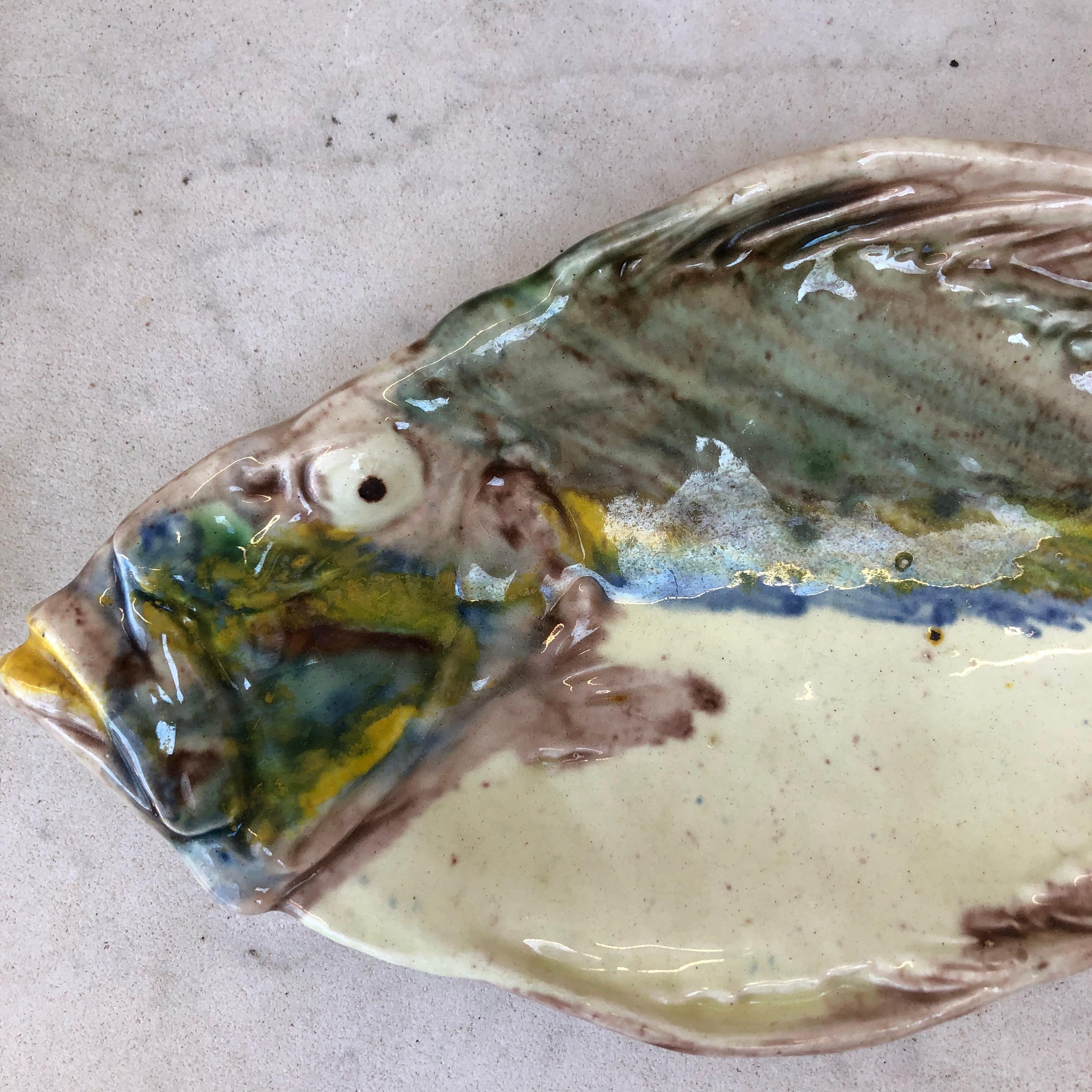 French 19th Century Majolica Palissy Fish Platter Thomas Sergent