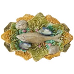 19th Century Majolica Palissy Fish Wall Platter Choisy-le-Roi