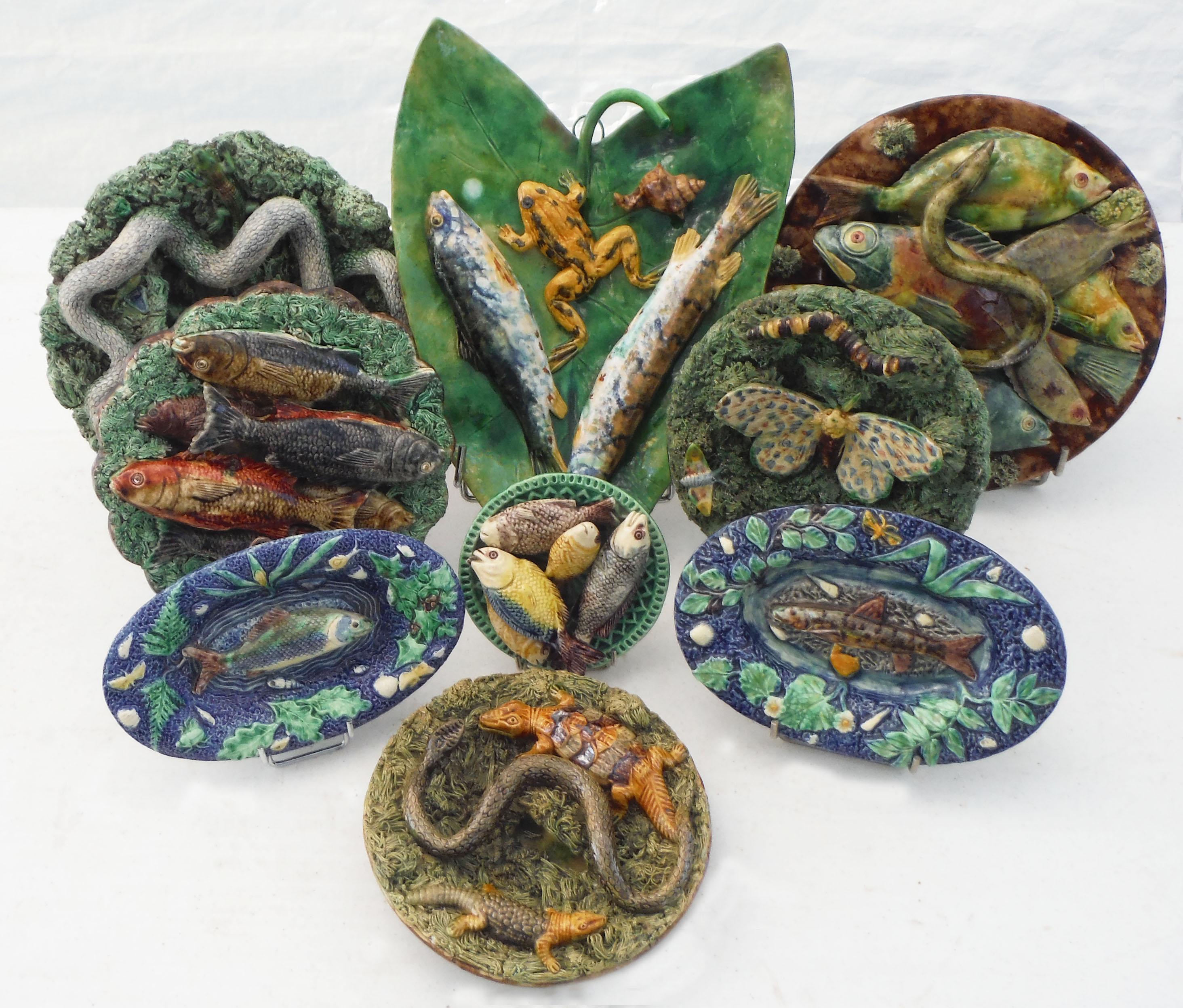 19th Century Majolica Palissy Fish Wall Platter In Good Condition In Austin, TX