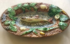 Piatto da parete in maiolica Palissy Fish del XIX secolo Thomas Sergent