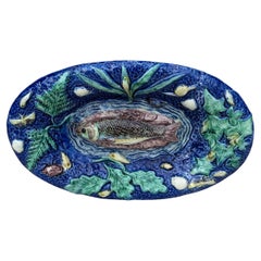 19th Century Majolica Palissy Fish Wall Platter Thomas Sergent