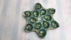 19th Century Majolica Palissy Fishs Heads Oyster Plate