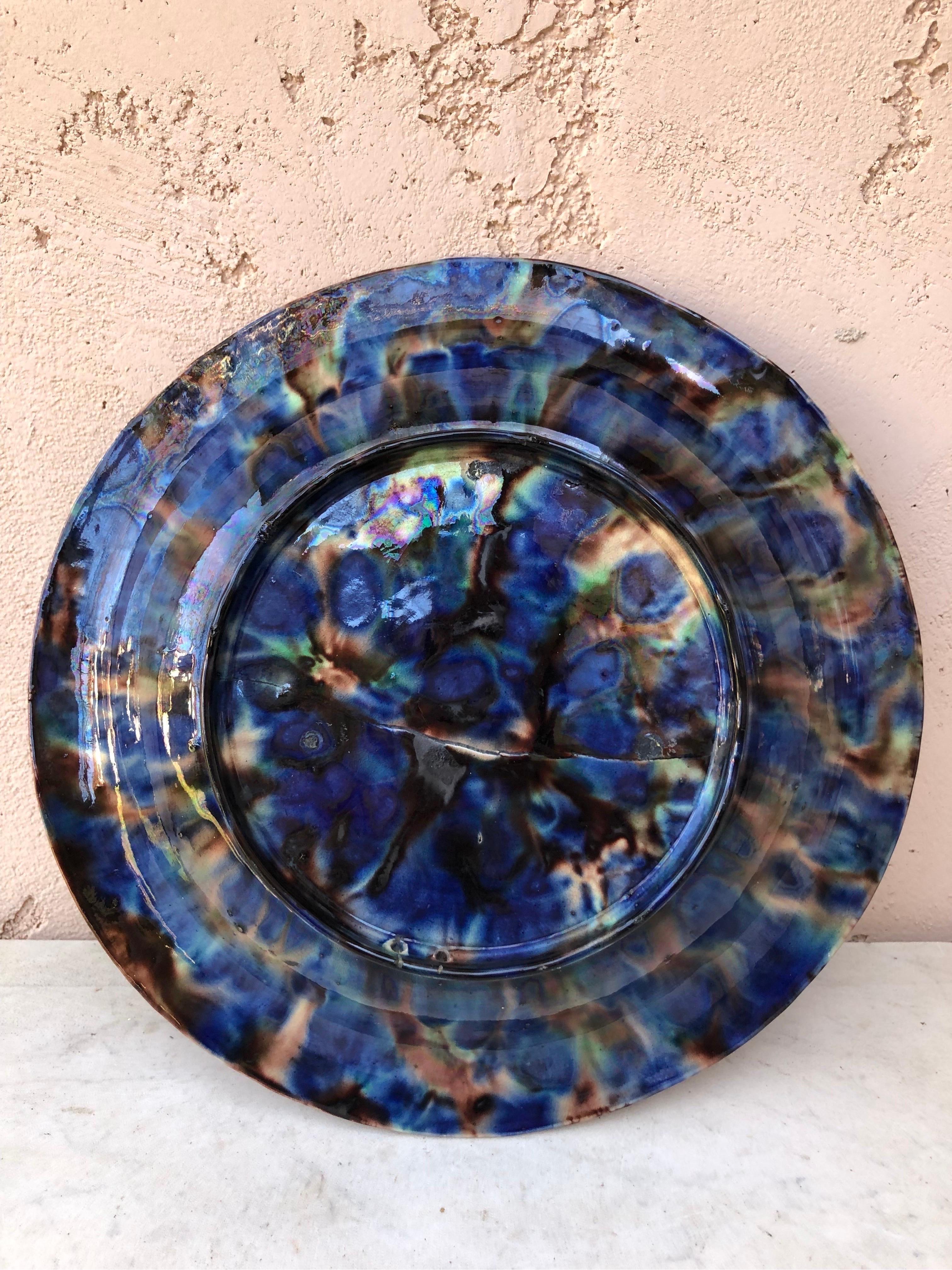 19th Century Majolica Palissy Fishs Wall Platter by Victor Barbizet For Sale 1