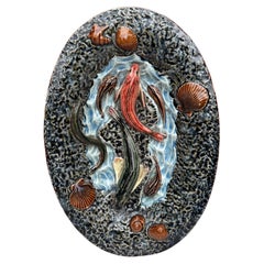 19th Century Majolica Palissy Fishs Wall Platter