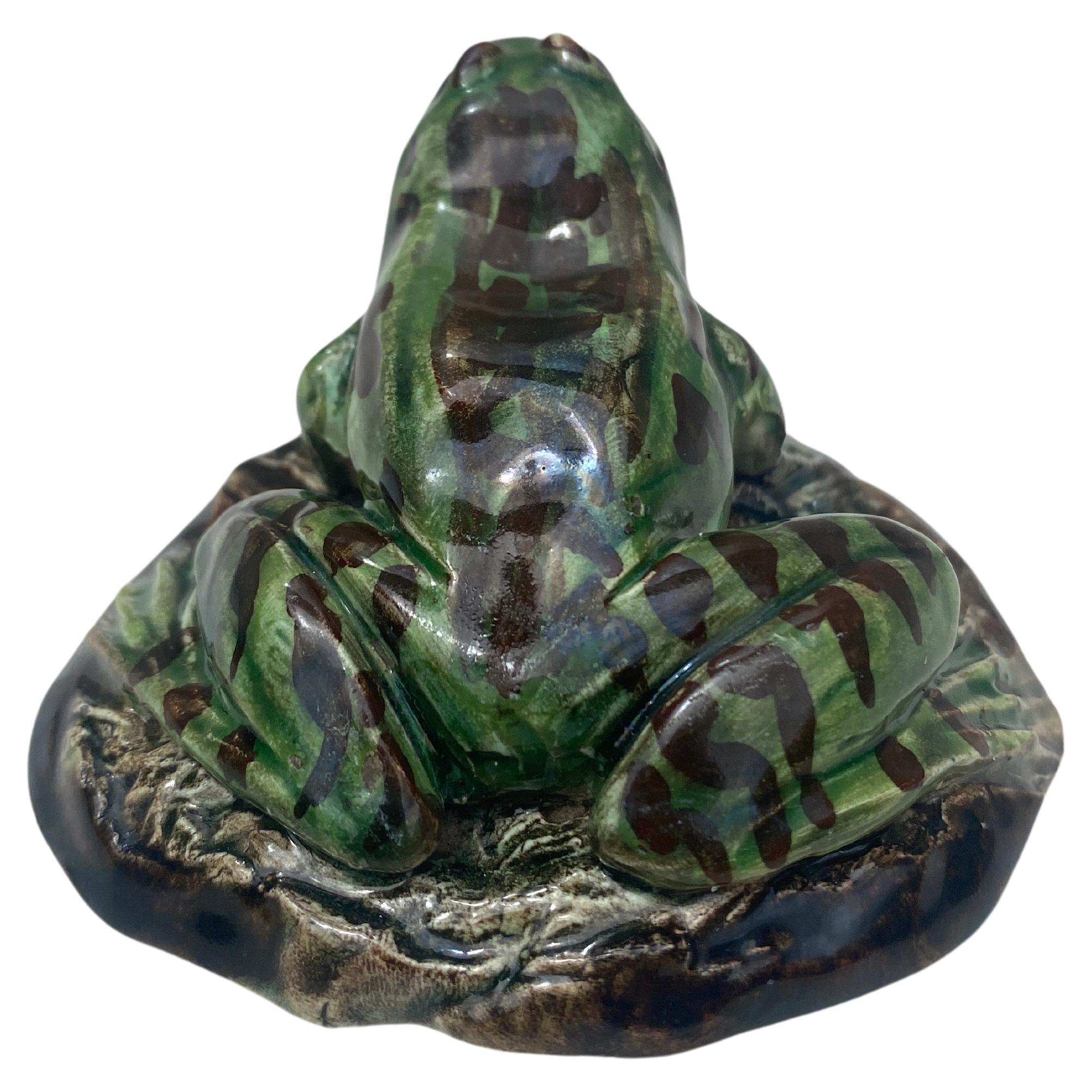 19th Century Majolica Palissy Frog Paperweight

