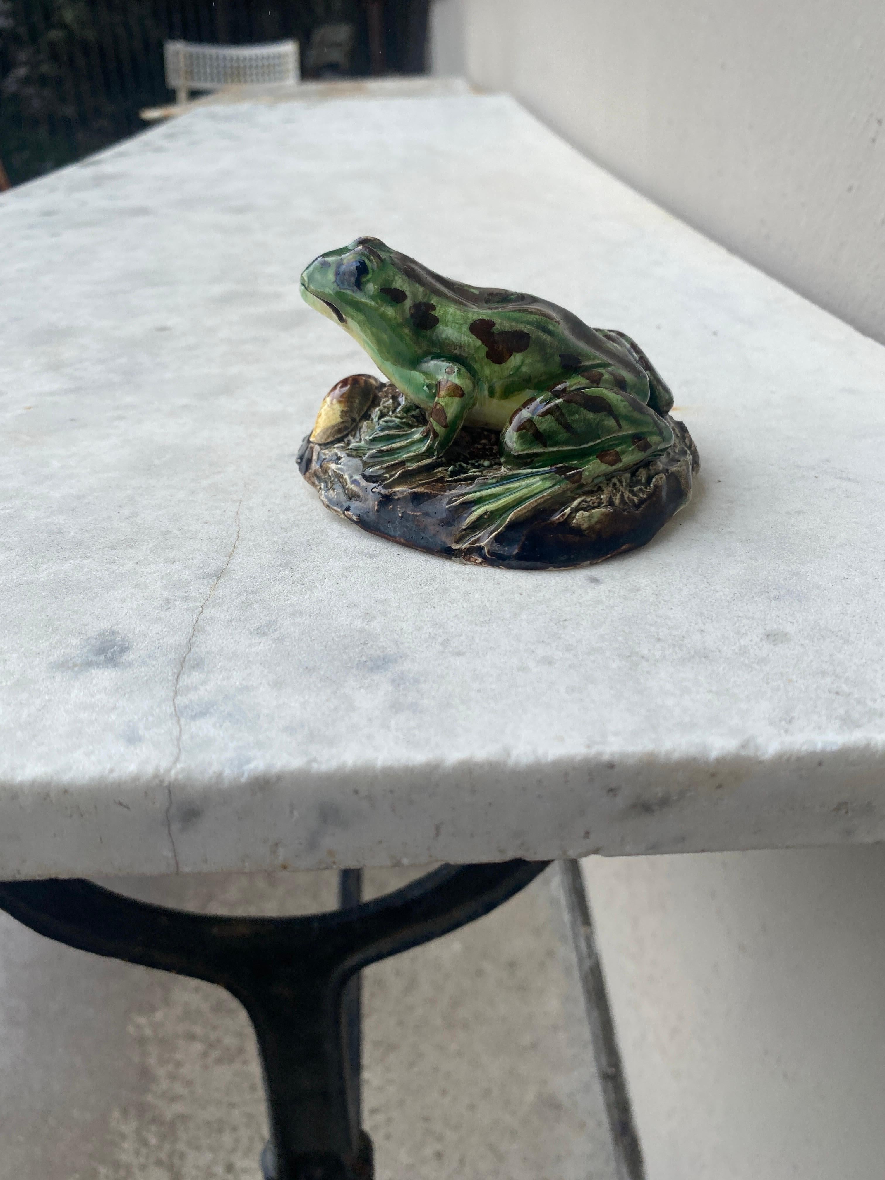 19th Century Majolica Palissy Frog Paperweight 2