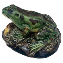 19th Century Majolica Palissy Frog Paperweight