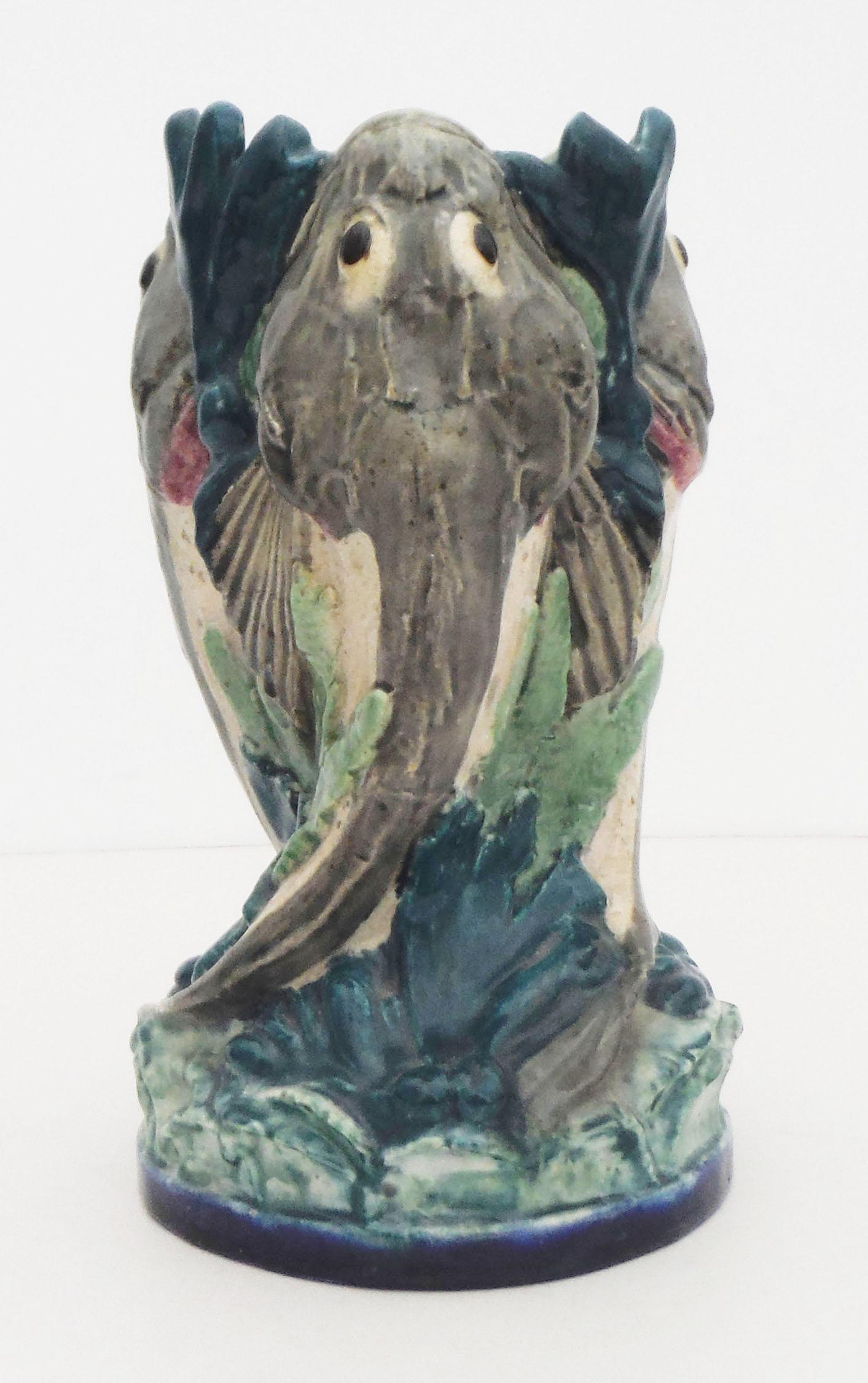 Vase grenouille palissy en majolique du 19ème siècle de Thomas Sergent Bon état - En vente à Austin, TX