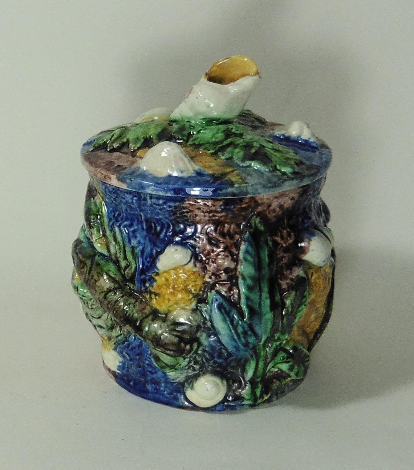 19th Century Majolica Palissy Frog Vase Thomas Sergent In Good Condition For Sale In Austin, TX