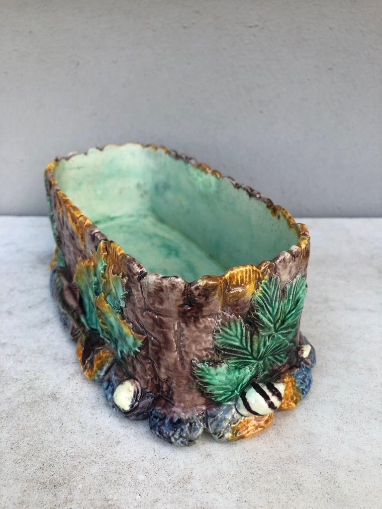 19th Century Majolica Palissy Jardiniere Thomas Sergent In Good Condition For Sale In Austin, TX