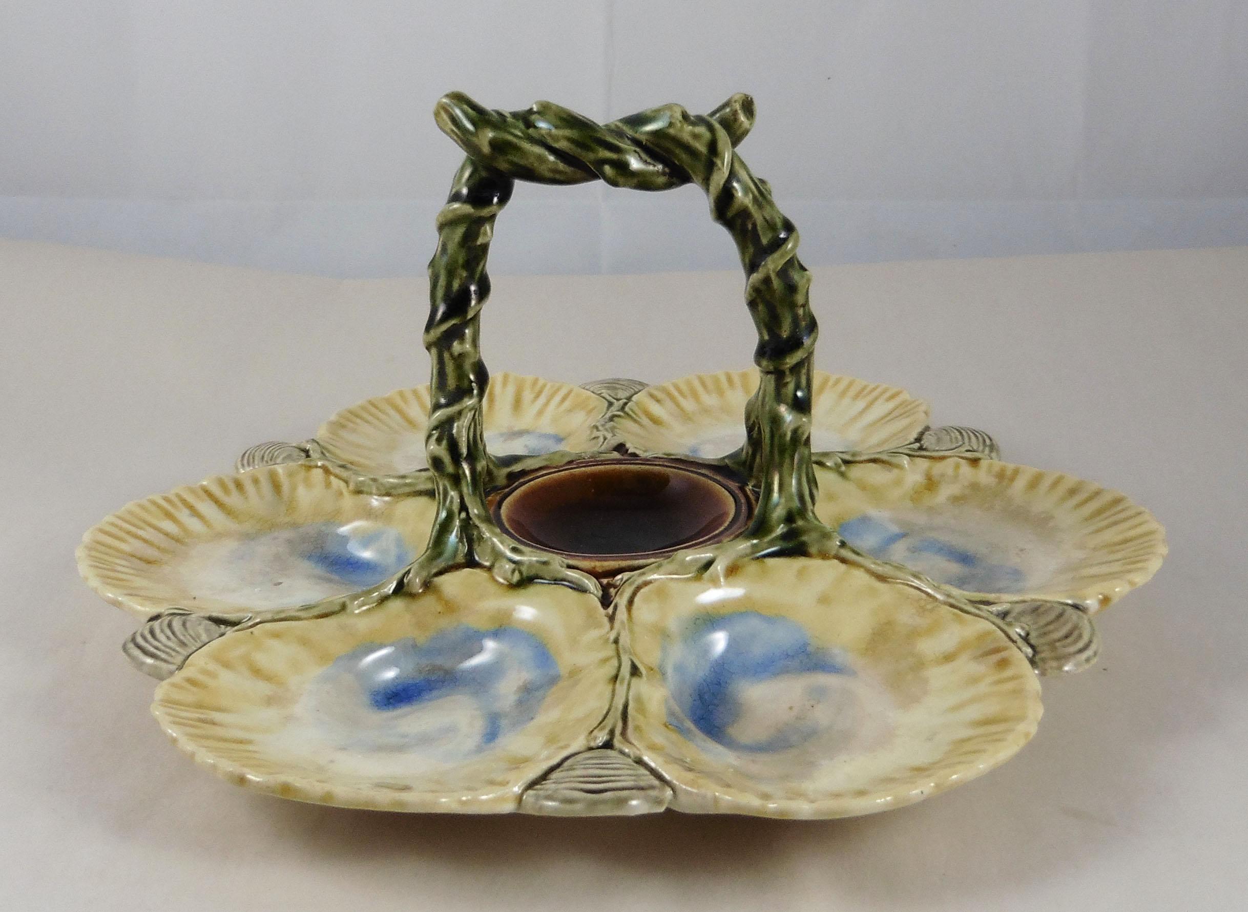 19th Century Majolica Palissy Oyster Server School of Paris 4