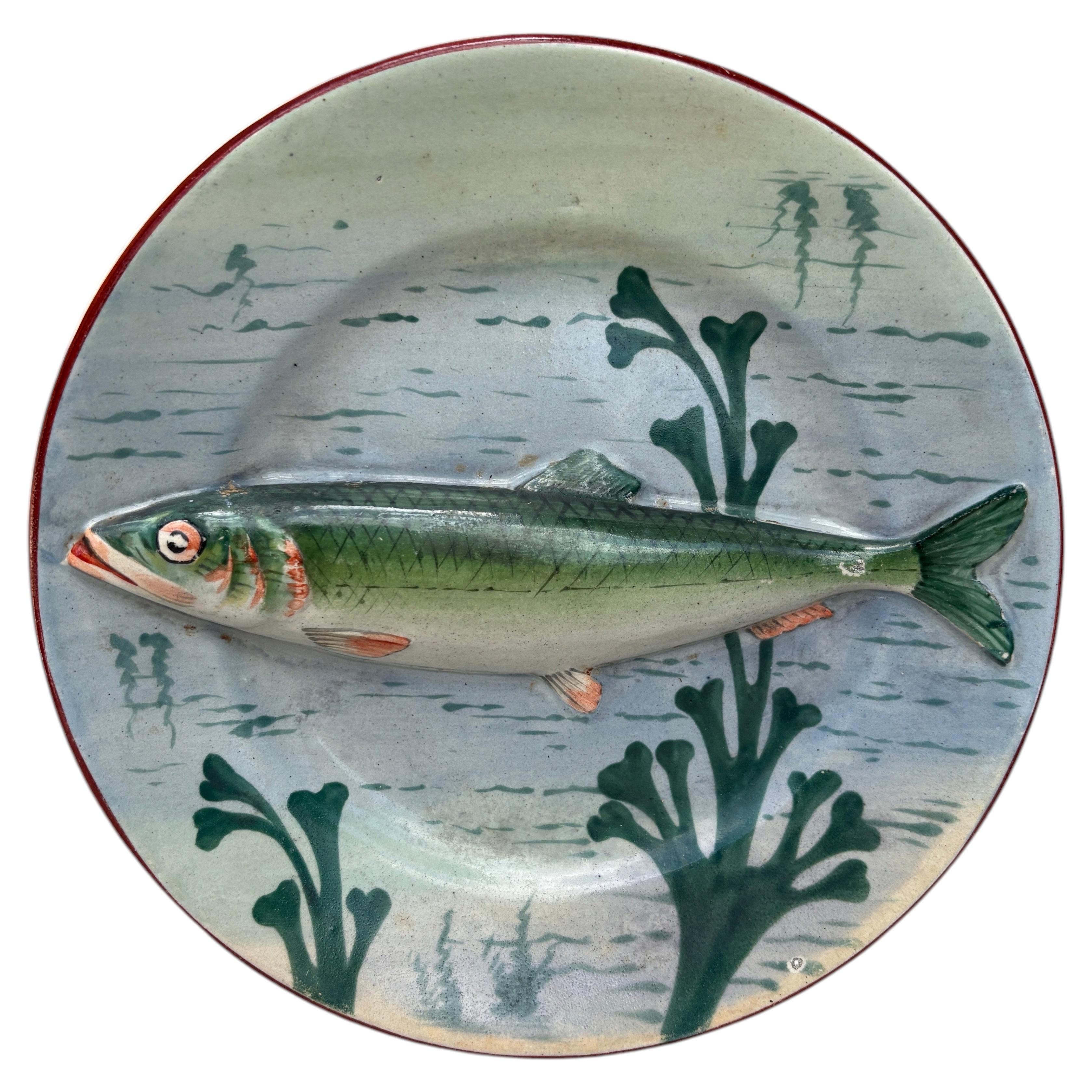 19th Century Majolica Palissy Porcelain Fish Wall Platter
