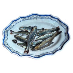 19. Jahrhundert Majolika Palissy Sardinen Wandteller Leon Brard