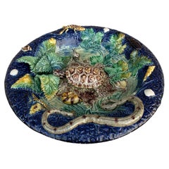 19th Century Majolica Palissy Turtle Platter Victor Barbizet