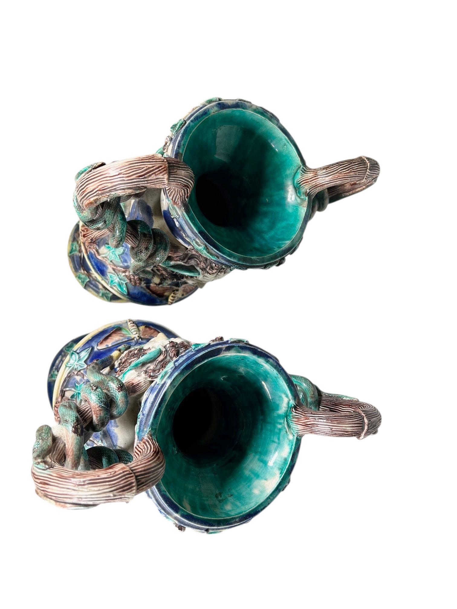 19th Century Majolica Palissy Vases For Sale 5
