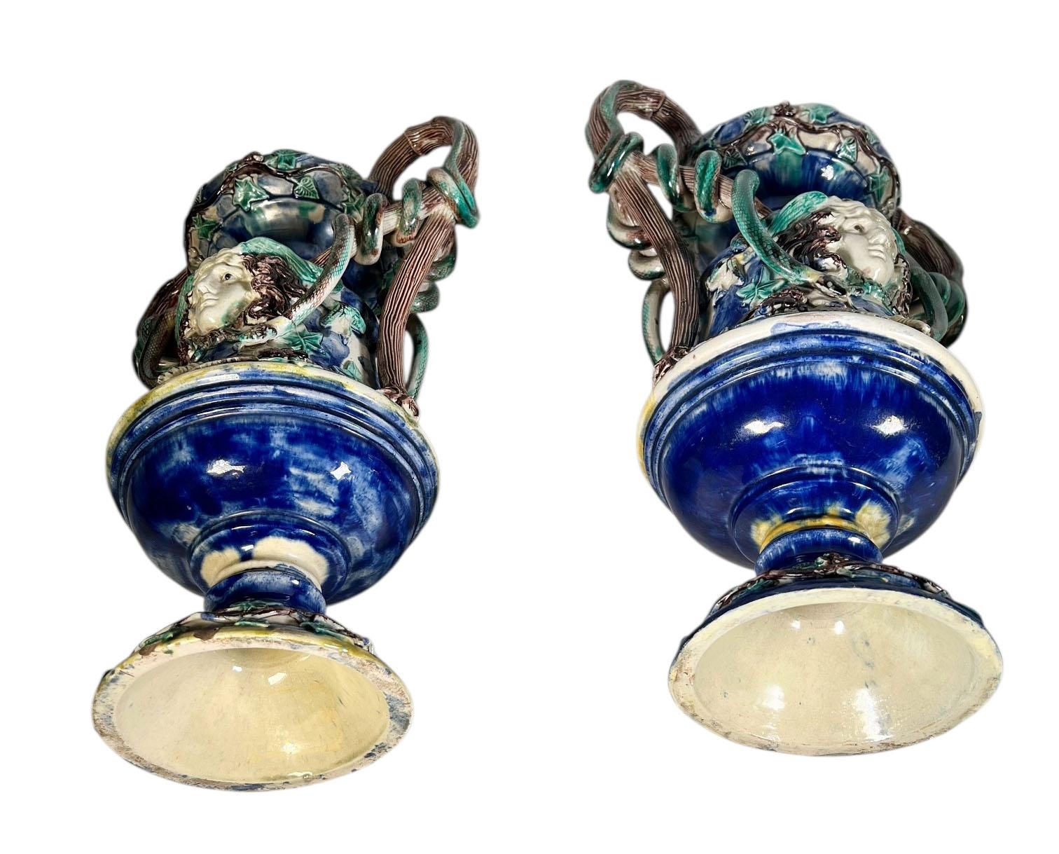 19th Century Majolica Palissy Vases For Sale 7